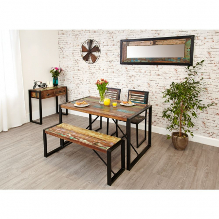 Urban Chic Small Dining Table With 2 Chairs and 1 Bench Set